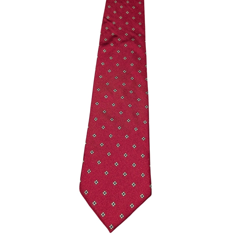 Regalo Tie Mens Red Geometric Diamond Silk Hand Made Italy Classic Professional